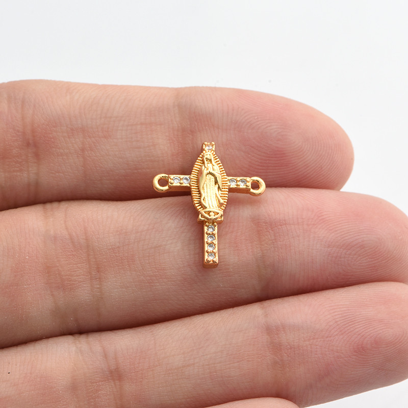 Jesus Christ Cross Connector Charms medál arany szál fekete kiegészítők ékszer karkötő készítéshez