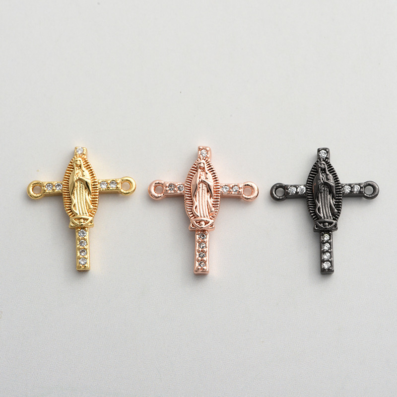 Jesus Christ Cross Connector Charms medál arany szál fekete kiegészítők ékszer karkötő készítéshez
