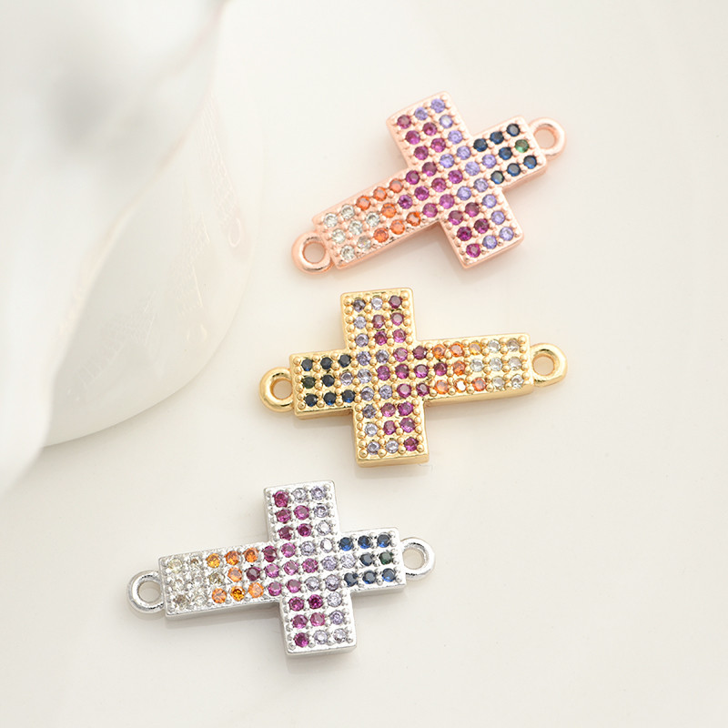 Cross Jesus Connectors Kiegészítők Nőknek Férfi Kézzel Készített Karácsonyi Karkötő Ajándék Barkácsolás Cirkon ékszerek Leletek Varázskészítés