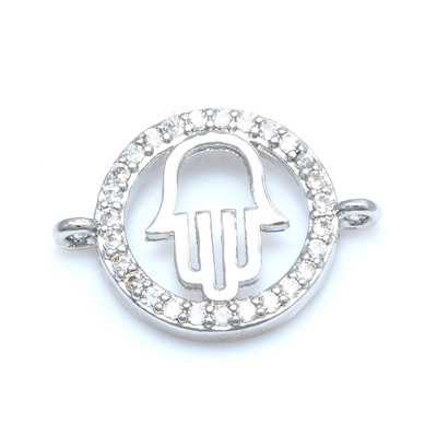 18*14 мм кръгли Hamsa ръчни конектори с кубичен цирконий Талисмани Направи си сам бижута Аксесоари за изработка на гривни