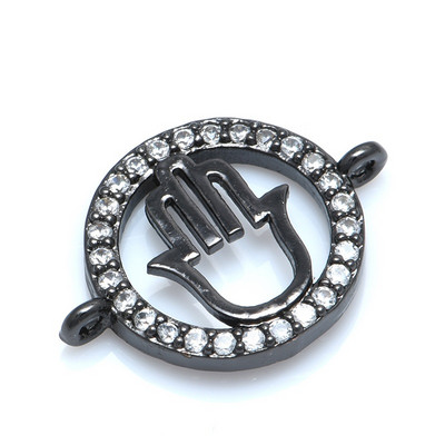 18*14 мм кръгли Hamsa ръчни конектори с кубичен цирконий Талисмани Направи си сам бижута Аксесоари за изработка на гривни