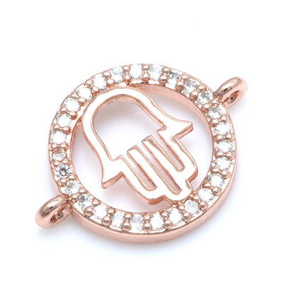 18*14 мм кръгли Hamsa ръчни конектори с кубичен цирконий Талисмани Направи си сам бижута Аксесоари за изработка на гривни