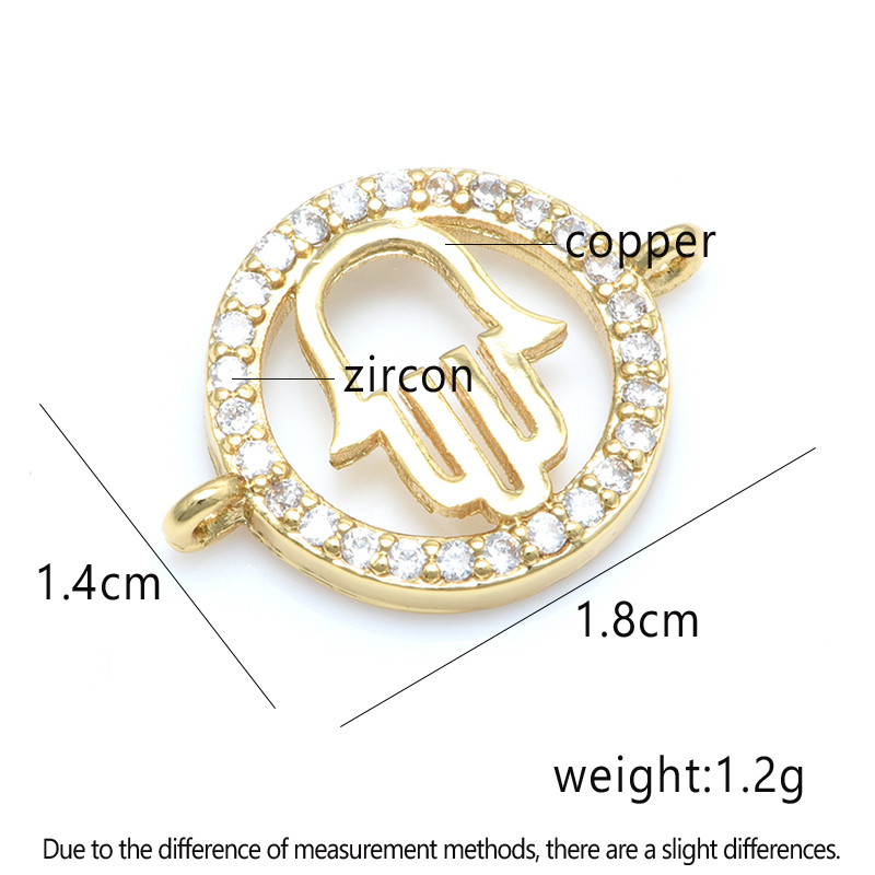 18*14 мм кръгли Hamsa ръчни конектори с кубичен цирконий Талисмани Направи си сам бижута Аксесоари за изработка на гривни
