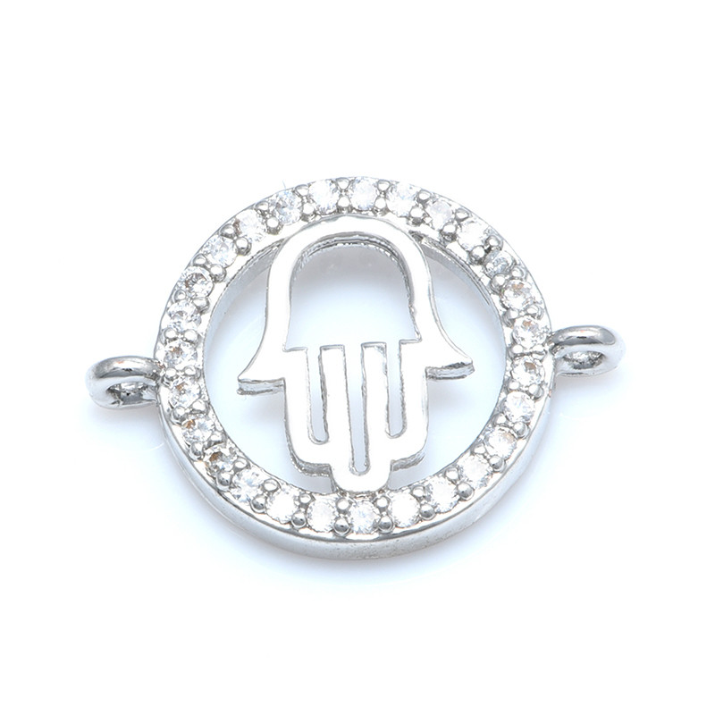 18*14 мм кръгли Hamsa ръчни конектори с кубичен цирконий Талисмани Направи си сам бижута Аксесоари за изработка на гривни