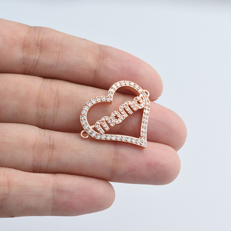 Šareni cirkon Srce mama Konektor privjesci DIY RUČNO IZRAĐENI nakit Narukvica Ogrlica Ručno izrađeni poklon za Majčin dan