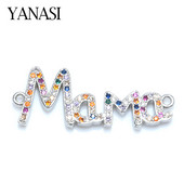 4 цвята "Mama" Love Charm Connector Аксесоари за бижута Изработка на гривни Ръчно изработен подарък за деня на майката CZ Jewelry