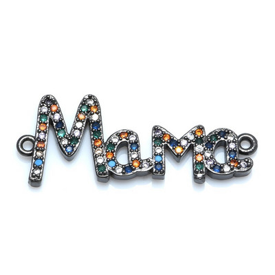 4 цвята "Mama" Love Charm Connector Аксесоари за бижута Изработка на гривни Ръчно изработен подарък за деня на майката CZ Jewelry