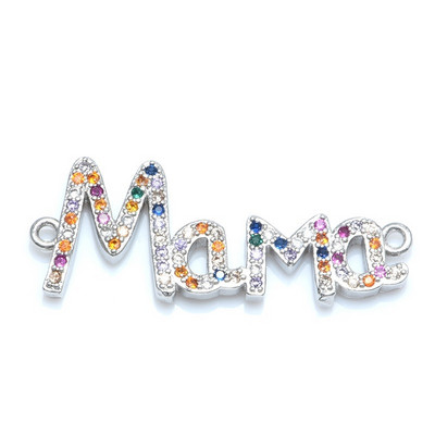 4 цвята "Mama" Love Charm Connector Аксесоари за бижута Изработка на гривни Ръчно изработен подарък за деня на майката CZ Jewelry