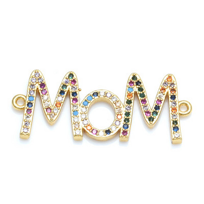 4 цвята "Mama" Love Charm Connector Аксесоари за бижута Изработка на гривни Ръчно изработен подарък за деня на майката CZ Jewelry