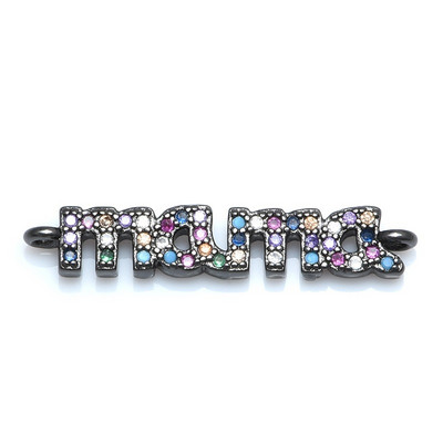 4 цвята "Mama" Love Charm Connector Аксесоари за бижута Изработка на гривни Ръчно изработен подарък за деня на майката CZ Jewelry