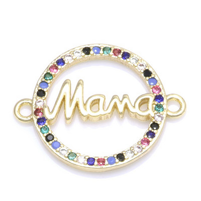 4 цвята "Mama" Love Charm Connector Аксесоари за бижута Изработка на гривни Ръчно изработен подарък за деня на майката CZ Jewelry