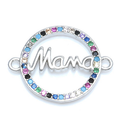 4 цвята "Mama" Love Charm Connector Аксесоари за бижута Изработка на гривни Ръчно изработен подарък за деня на майката CZ Jewelry