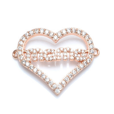 4 цвята "Mama" Love Charm Connector Аксесоари за бижута Изработка на гривни Ръчно изработен подарък за деня на майката CZ Jewelry