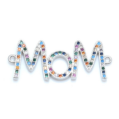 4 цвята "Mama" Love Charm Connector Аксесоари за бижута Изработка на гривни Ръчно изработен подарък за деня на майката CZ Jewelry
