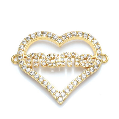4 цвята "Mama" Love Charm Connector Аксесоари за бижута Изработка на гривни Ръчно изработен подарък за деня на майката CZ Jewelry