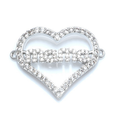 4 цвята "Mama" Love Charm Connector Аксесоари за бижута Изработка на гривни Ръчно изработен подарък за деня на майката CZ Jewelry