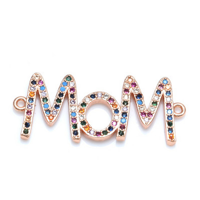 4 цвята "Mama" Love Charm Connector Аксесоари за бижута Изработка на гривни Ръчно изработен подарък за деня на майката CZ Jewelry