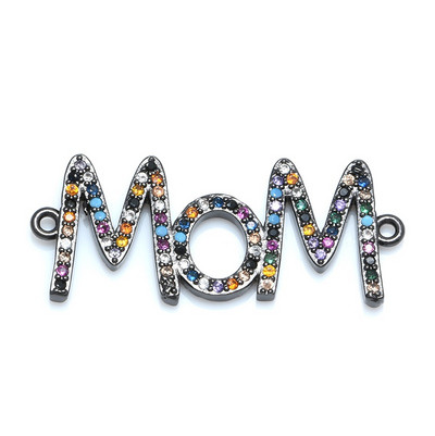 4 цвята "Mama" Love Charm Connector Аксесоари за бижута Изработка на гривни Ръчно изработен подарък за деня на майката CZ Jewelry