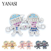 4 цвята цветни CZ кристали момче и момиче конектори талисмани за изработка на бижута находки компонент АКСЕСОАРИ ЗА БИЖУТА