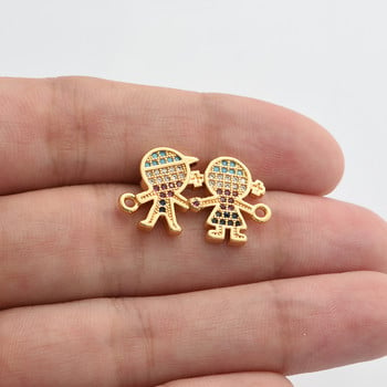 4 Χρώματα Πολύχρωμα CZ Rhinestone Boy and Girl Connectors Charms For Making Jewelry Findings Συστατικό ΑΞΕΣΟΥΑΡ ΓΙΑ ΚΟΣΜΗΜΑΤΑ