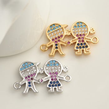 4 Χρώματα Πολύχρωμα CZ Rhinestone Boy and Girl Connectors Charms For Making Jewelry Findings Συστατικό ΑΞΕΣΟΥΑΡ ΓΙΑ ΚΟΣΜΗΜΑΤΑ