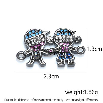 4 Χρώματα Πολύχρωμα CZ Rhinestone Boy and Girl Connectors Charms For Making Jewelry Findings Συστατικό ΑΞΕΣΟΥΑΡ ΓΙΑ ΚΟΣΜΗΜΑΤΑ