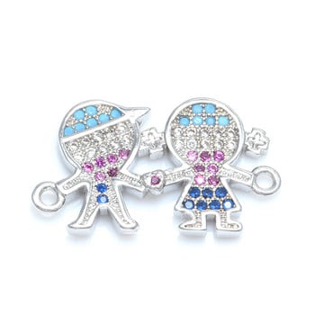 4 Χρώματα Πολύχρωμα CZ Rhinestone Boy and Girl Connectors Charms For Making Jewelry Findings Συστατικό ΑΞΕΣΟΥΑΡ ΓΙΑ ΚΟΣΜΗΜΑΤΑ