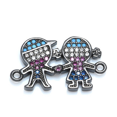 4 цвята цветни CZ кристали момче и момиче конектори талисмани за изработка на бижута находки компонент АКСЕСОАРИ ЗА БИЖУТА