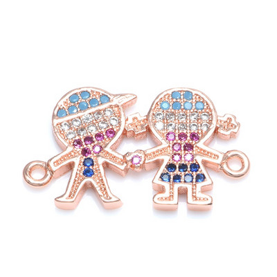 4 цвята цветни CZ кристали момче и момиче конектори талисмани за изработка на бижута находки компонент АКСЕСОАРИ ЗА БИЖУТА
