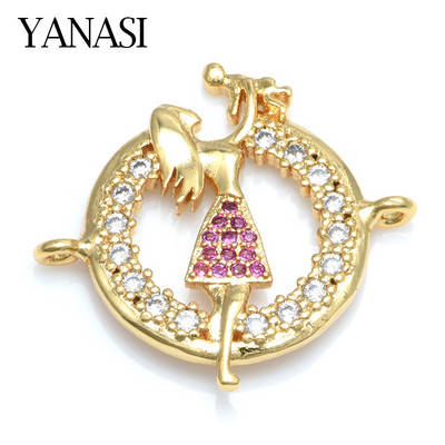Mother Kids Connector Charms για κοσμήματα βραχιόλια Making DIY Handmade Women Jewelry Copper Zircon boys Girls MaMa Gift