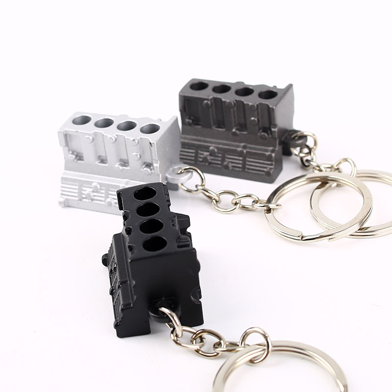 Tuning kulcstartók 3D fém 4 hengeres motor versenyautó autó kulcstartó kulcstartó gyűrű kulcstartó kulcstartó Függő
