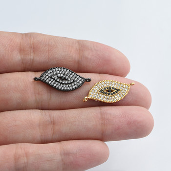 Χειροποίητο Black Evil Eye Turkish Evil Eye Charms Connector Κοσμήματα Κατασκευής Χρυσό Μαύρο κολιέ από ορείχαλκο CZ