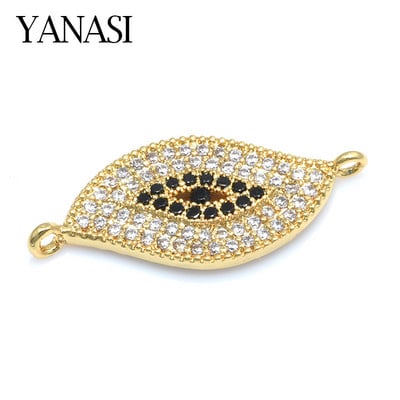 Kézzel készített Black Evil Eye Turkish Evil Eye Charms Connector ékszer készítés arany fekete CZ sárgaréz karkötő nyaklánc