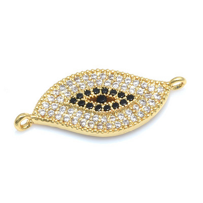 Kézzel készített Black Evil Eye Turkish Evil Eye Charms Connector ékszer készítés arany fekete CZ sárgaréz karkötő nyaklánc