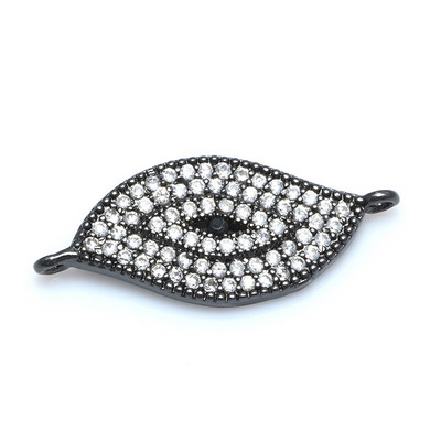 Kézzel készített Black Evil Eye Turkish Evil Eye Charms Connector ékszer készítés arany fekete CZ sárgaréz karkötő nyaklánc