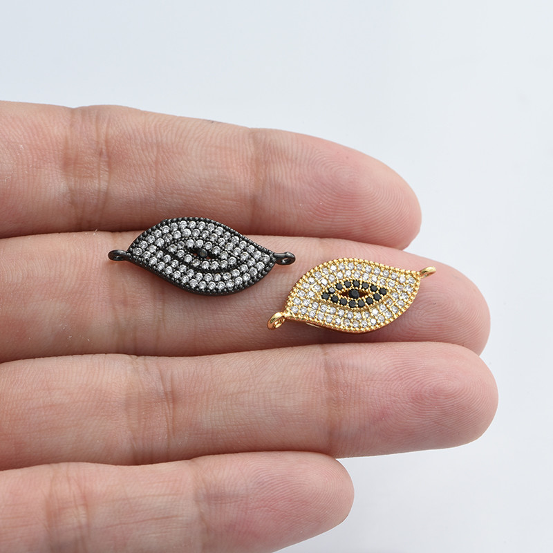 Kézzel készített Black Evil Eye Turkish Evil Eye Charms Connector ékszer készítés arany fekete CZ sárgaréz karkötő nyaklánc