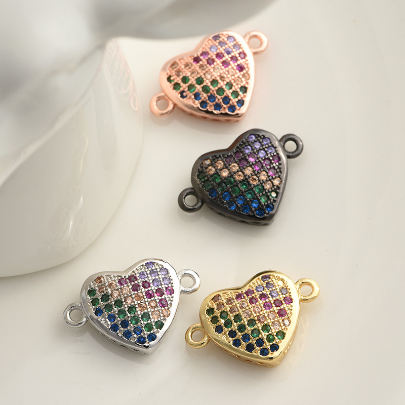 Блестящи сърца Талисмани Конектор Аксесоари за изработка на бижута Гривни Направи си сам Гривни Консумативи за бижута за жени Колие Обеци