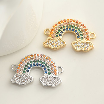 Αξεσουάρ για βραχιόλια Ευρήματα κοσμημάτων Diy Handmade Rainbow Cubic Zirconia Connectors For Women βραχιόλι σκουλαρίκι Χονδρική