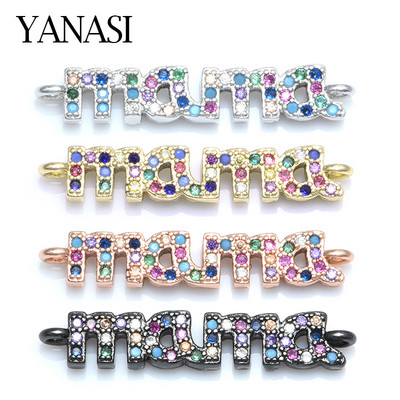 4 цвята Rainbow Mix Color MAMA Letters Connector Charms за изработка на гривна Направи си сам ръчно изработен подарък за деня на майката