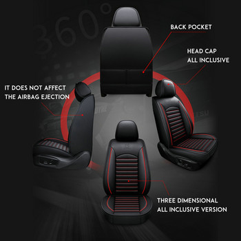 5 седалки Автомобили Калъфи за седалки Възглавници за столове Протектор PU кожена пълна калъфка за седалка за кола Универсални интериорни аксесоари