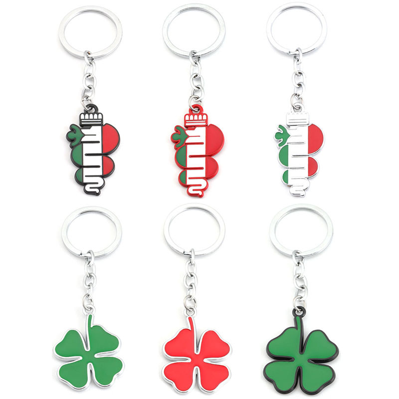 Breloc masina verde cu patru foi trifoi breloc breloc suport inel pentru Alfa Romeo 147 156 164 166 159 GT Giulia Giulietta Stelvio
