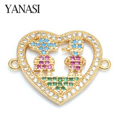 Spalvingi cirkonio berniuko ir mergaitės širdelės formos jungties pakabukai papuošalų aksesuarai „pasidaryk pats“ rankų darbo moterų mylėtojų papuošalai