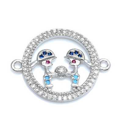 Spalvingi cirkonio berniuko ir mergaitės širdelės formos jungties pakabukai papuošalų aksesuarai „pasidaryk pats“ rankų darbo moterų mylėtojų papuošalai