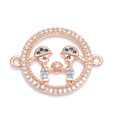 Spalvingi cirkonio berniuko ir mergaitės širdelės formos jungties pakabukai papuošalų aksesuarai „pasidaryk pats“ rankų darbo moterų mylėtojų papuošalai