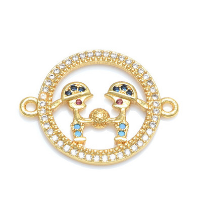 Spalvingi cirkonio berniuko ir mergaitės širdelės formos jungties pakabukai papuošalų aksesuarai „pasidaryk pats“ rankų darbo moterų mylėtojų papuošalai