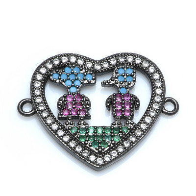Spalvingi cirkonio berniuko ir mergaitės širdelės formos jungties pakabukai papuošalų aksesuarai „pasidaryk pats“ rankų darbo moterų mylėtojų papuošalai