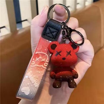 Fashion Ashion Cartoon Bear Car Key Chain Bag Pendant Ring Keychain Keyring For Woman Lover Girly Strap Lanyard Автоаксесоари