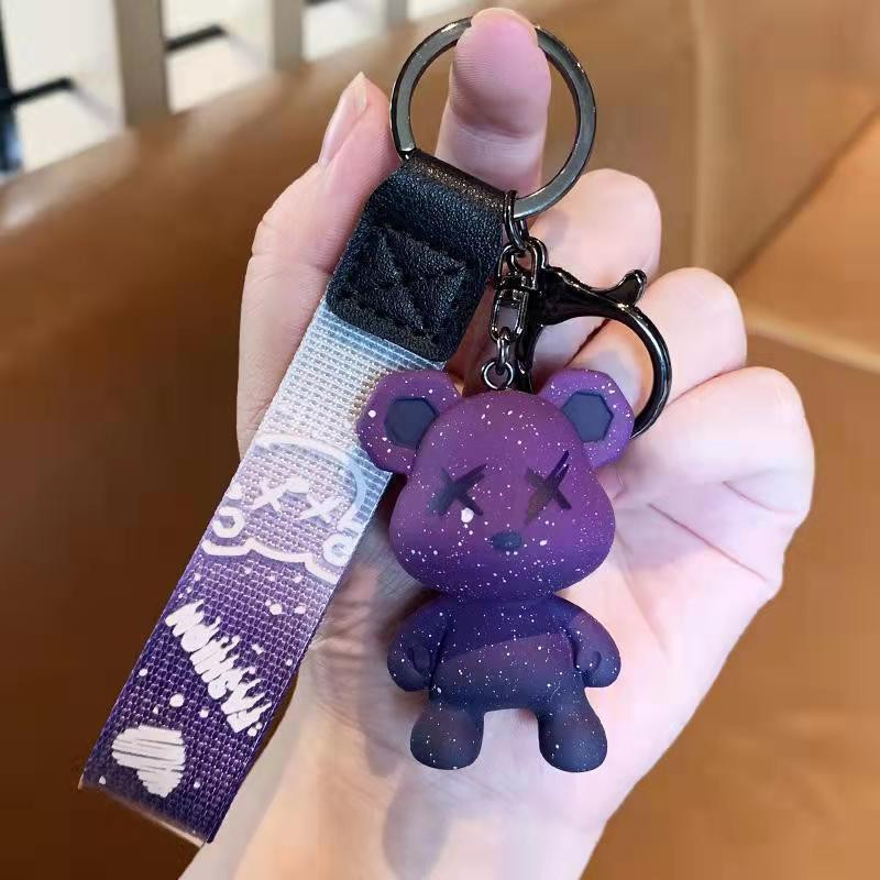Divat Ashion Cartoon Bear autós kulcstartó táska medál gyűrű kulcstartó kulcstartó nő szerető lányos hevederes zsinór autós kiegészítők