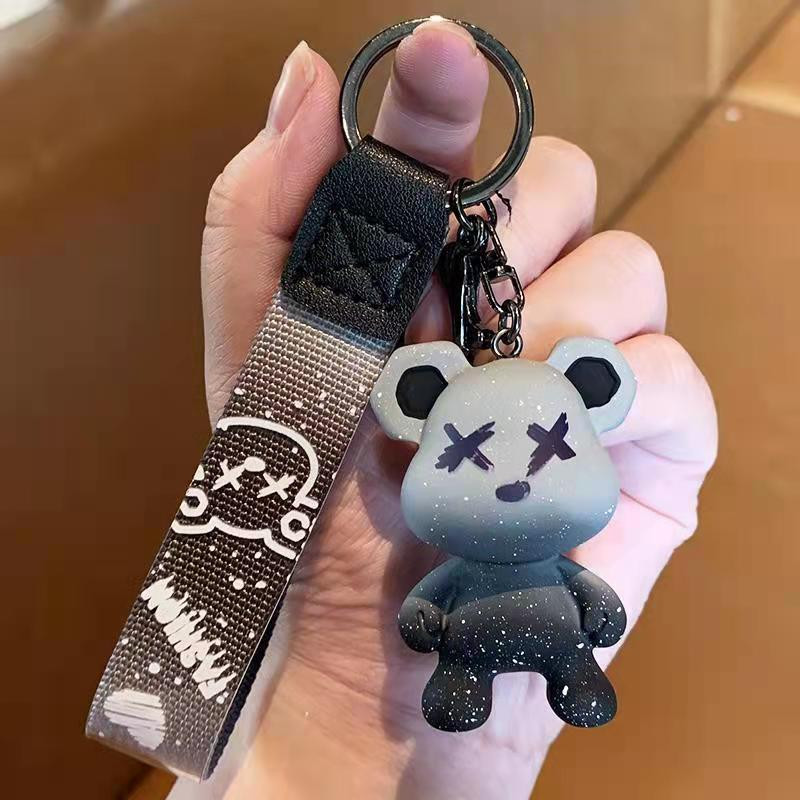 Divat Ashion Cartoon Bear autós kulcstartó táska medál gyűrű kulcstartó kulcstartó nő szerető lányos hevederes zsinór autós kiegészítők
