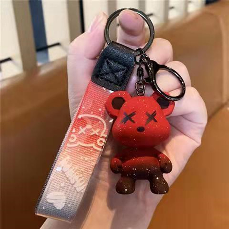 Divat Ashion Cartoon Bear autós kulcstartó táska medál gyűrű kulcstartó kulcstartó nő szerető lányos hevederes zsinór autós kiegészítők